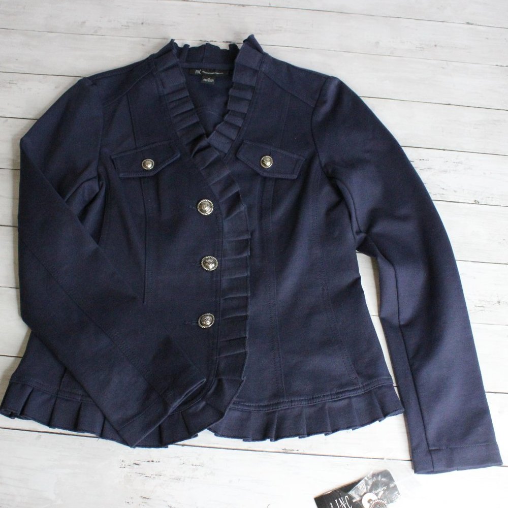 International Concepts Vintage Women's Navy Blue Fitted Jacket Blazer